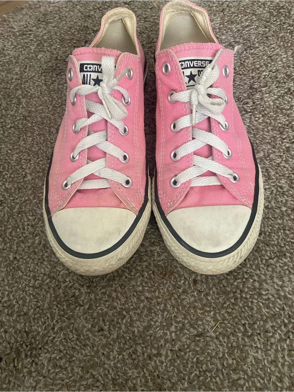 Converse Kids Pink Low-Top Canvas Sneakers with White Laces